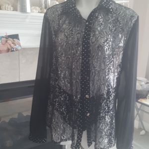 Daniel. Sheer gorgeous top.sil/blk Xl